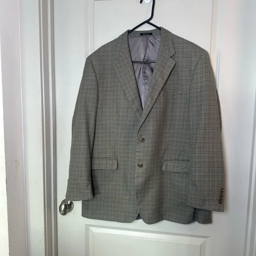 Vintage 90s Lauren Ralph Lauren Houndstooth Silk&Wool 2 Button Blazer/Sport Coat